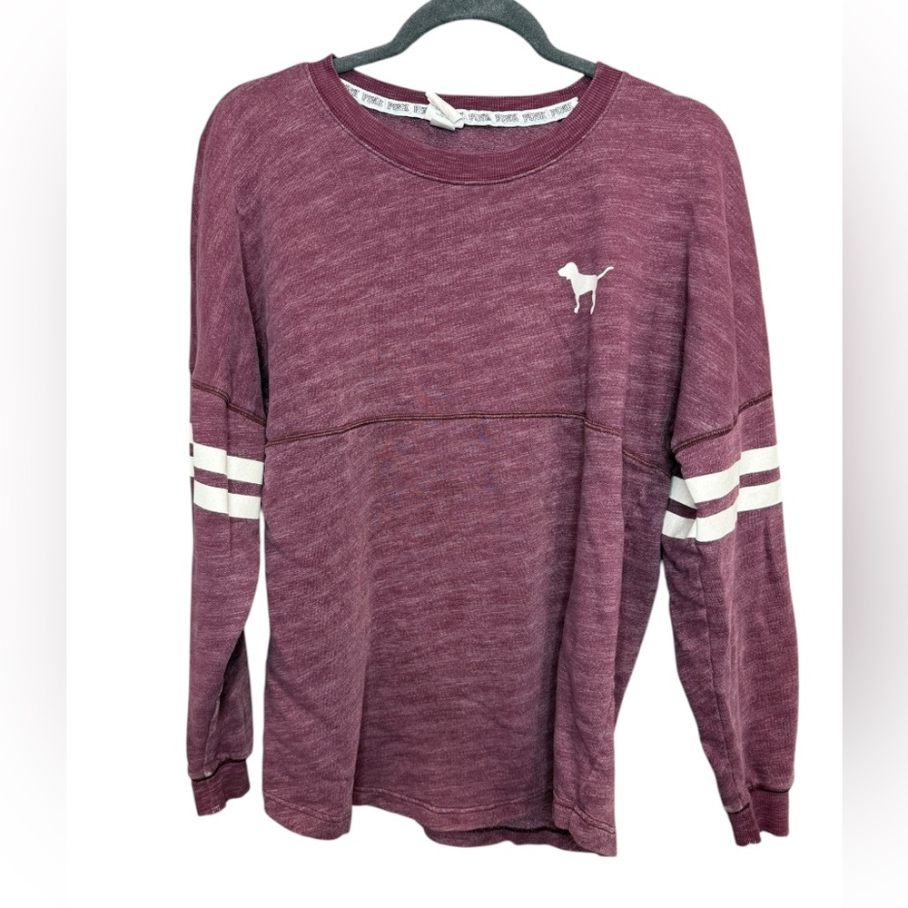 Victoria's Secret Maroon‎ Sweatshirt with White Stripes